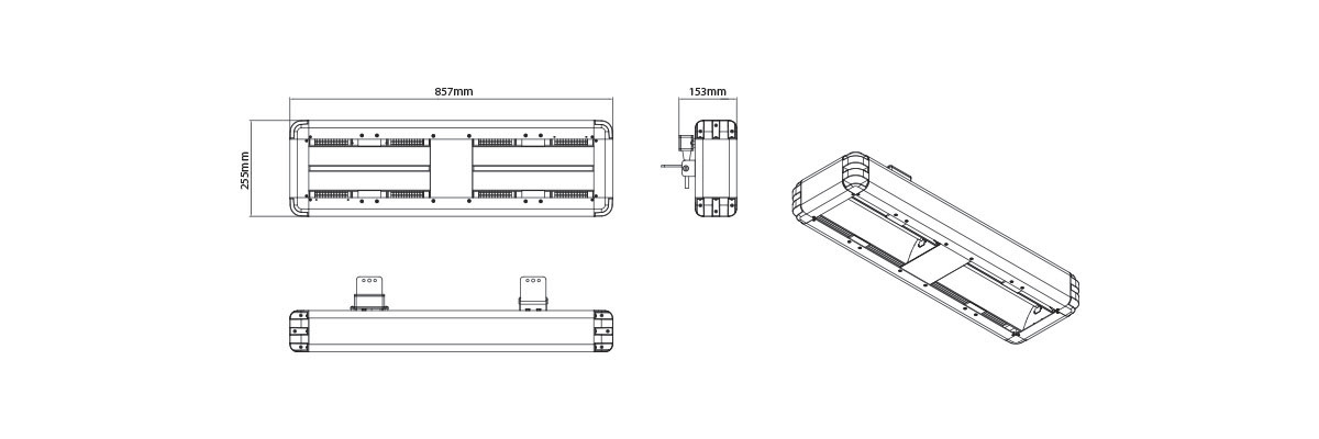 Technical line drawings for Shadow Industrial heaters